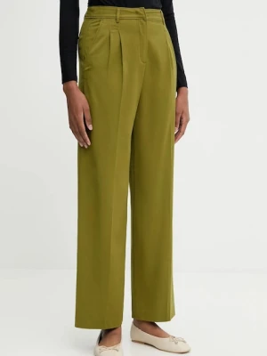 United Colors of Benetton spodnie damskie kolor zielony proste high waist 4YVXDF09R