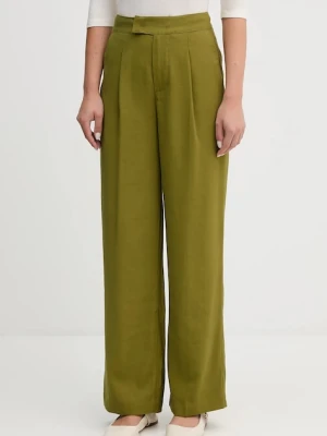 United Colors of Benetton spodnie damskie kolor zielony szerokie high waist 4K3ADF09Z