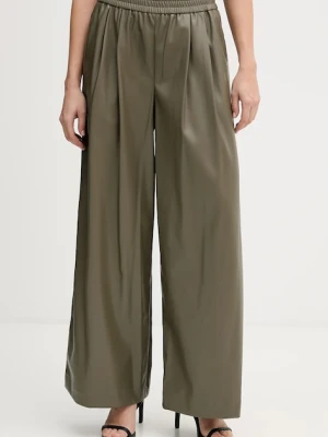 United Colors of Benetton spodnie damskie kolor zielony szerokie high waist 4M3CDF0A8