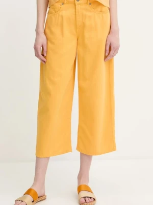 United Colors of Benetton spodnie damskie kolor żółty proste high waist 4LEDDF09P