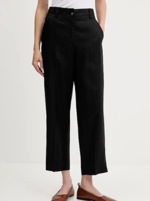 United Colors of Benetton spodnie lniane damskie kolor czarny proste high waist 4AGHDF06R