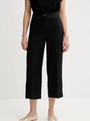United Colors of Benetton spodnie lniane damskie kolor czarny proste high waist 4AGHDF08M