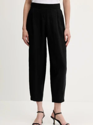 United Colors of Benetton spodnie lniane damskie kolor czarny szerokie high waist 4AGHDF08L