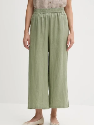 United Colors of Benetton spodnie lniane damskie kolor zielony proste high waist 4AGHDF09G
