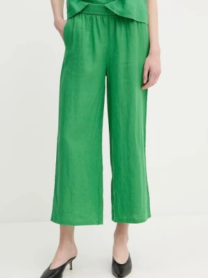 United Colors of Benetton spodnie lniane damskie kolor zielony proste high waist 4AGHDF09G