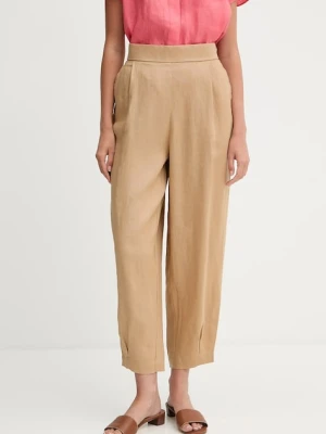 United Colors of Benetton spodnie lniane damskie szerokie high waist 4AGHDF08L