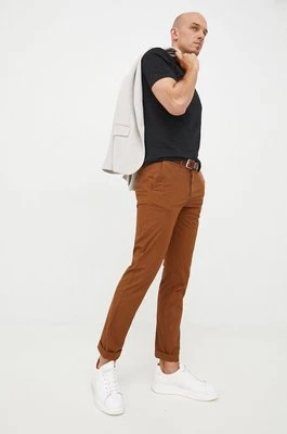 United Colors of Benetton spodnie męskie kolor brązowy dopasowane