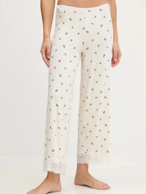 United Colors of Benetton spodnie piżamowe damska kolor beżowy 32V93F04S