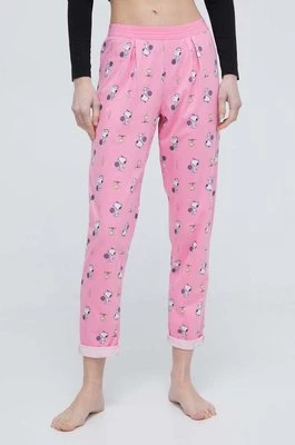 United Colors of Benetton spodnie piżamowe x Peanuts damskie kolor różowy