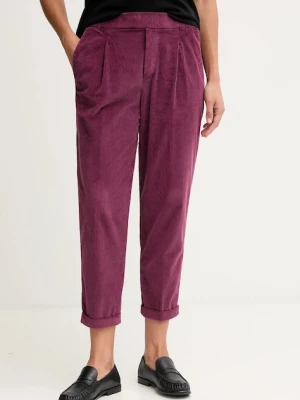 United Colors of Benetton spodnie sztruksowe damskie kolor fioletowy proste high waist 4HA2556K4