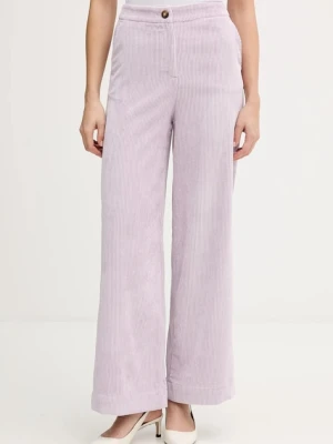 United Colors of Benetton spodnie sztruksowe damskie kolor fioletowy proste high waist 4Q5GDF0AI