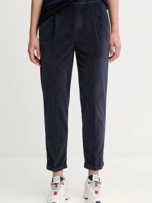 United Colors of Benetton spodnie sztruksowe damskie kolor granatowy proste high waist 4HA2556K4