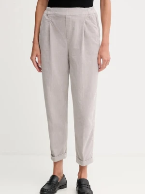 United Colors of Benetton spodnie sztruksowe damskie kolor szary proste high waist 4HA2556K4