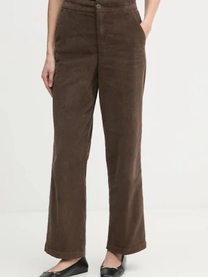 United Colors of Benetton spodnie sztruksowe kolor brązowy proste high waist 4HA2DF07I