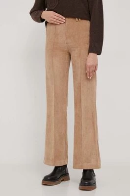 United Colors of Benetton spodnie sztruksowe kolor brązowy szerokie high waist