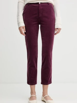 United Colors of Benetton spodnie sztruksowe kolor granatowy fason cygaretki high waist 4MIQDF07W