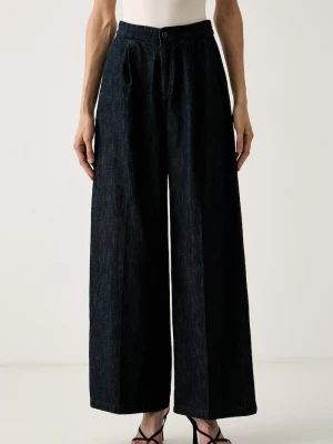 United Colors of Benetton spodnie wide leg damskie granatowy