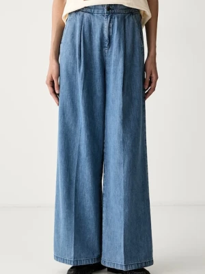 United Colors of Benetton spodnie wide leg damskie niebieski