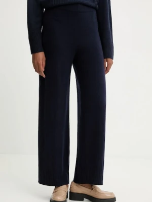 United Colors of Benetton spodnie z dodatkiem wełny damskie kolor granatowy szerokie high waist 102HDF00Z