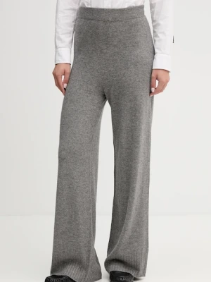 United Colors of Benetton spodnie z dodatkiem wełny damskie kolor szary szerokie high waist 102HDF00Z