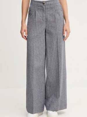 United Colors of Benetton spodnie z domieszką lnu damskie kolor granatowy szerokie high waist 49KBDF091