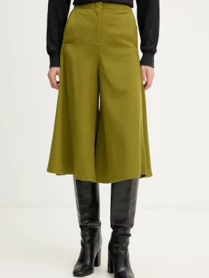 United Colors of Benetton spodnie z domieszką wełny damskie kolor zielony szerokie high waist 4YVXDF0A9