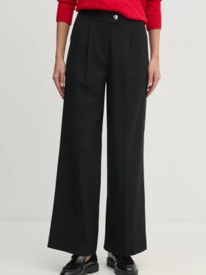 United Colors of Benetton spodnie z domieszką wełny kolor czarny szerokie high waist 47UPDF07R