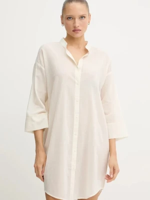 United Colors of Benetton sukienka bawełniana kolor beżowy mini oversize 4DW35V02K