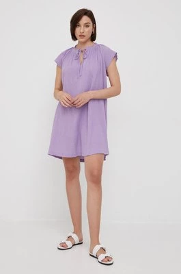 United Colors of Benetton sukienka bawełniana kolor fioletowy mini prosta