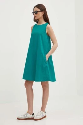 United Colors of Benetton sukienka bawełniana kolor turkusowy mini rozkloszowana