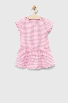 United Colors of Benetton sukienka bawełniana niemowlęca kolor różowy mini rozkloszowana