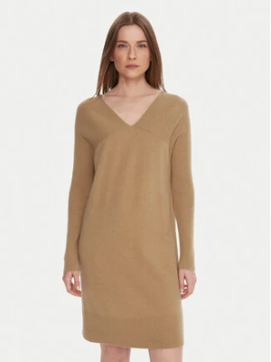 United Colors Of Benetton Sukienka dzianinowa 1044DV02C Beżowy Relaxed Fit