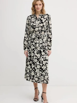 United Colors of Benetton sukienka kolor beżowy midi rozkloszowana 40IGDV0C1