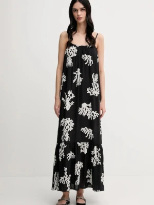 United Colors of Benetton sukienka kolor czarny maxi rozkloszowana 4VET5V02D