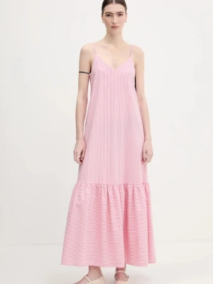 United Colors of Benetton sukienka kolor różowy maxi rozkloszowana 4SZRDV0B8