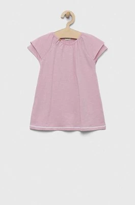 United Colors of Benetton sukienka niemowlęca kolor różowy mini rozkloszowana