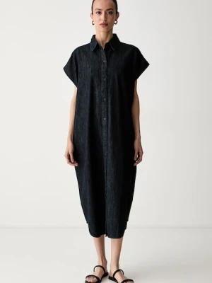 United Colors of Benetton sukienka oversize jeansowa granatowy