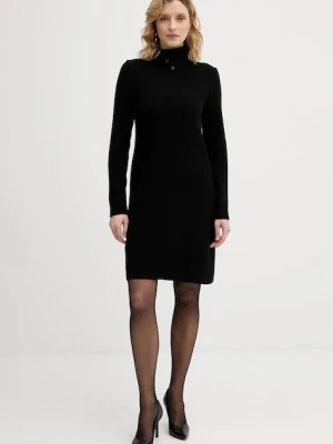 United Colors of Benetton sukienka z dodatkiem wełny kolor czarny midi dopasowana 1444DV02F