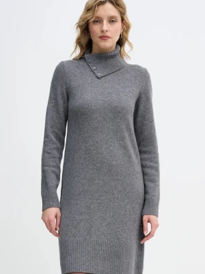 United Colors of Benetton sukienka z dodatkiem wełny kolor szary midi dopasowana 1444DV02F