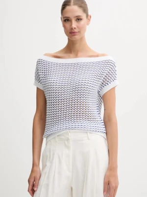 United Colors of Benetton sweter bawełniany damski kolor biały lekki 1394E10DW