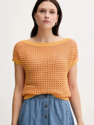 United Colors of Benetton sweter bawełniany damski kolor pomarańczowy lekki 1394E10DW