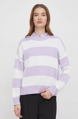 United Colors of Benetton sweter bawełniany kolor fioletowy