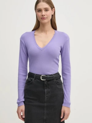 United Colors of Benetton sweter bawełniany kolor fioletowy lekki 1091D4625