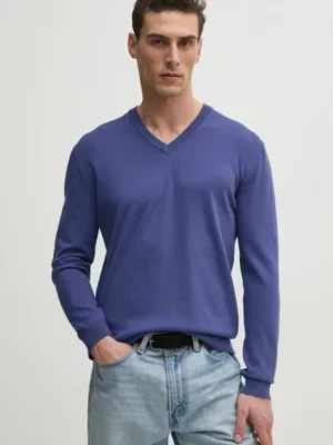 United Colors of Benetton sweter bawełniany kolor granatowy lekki 1098U4486