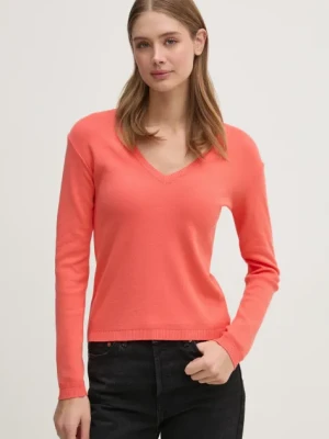 United Colors of Benetton sweter bawełniany kolor pomarańczowy lekki 1091D4625