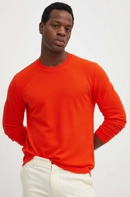 United Colors of Benetton sweter bawełniany kolor pomarańczowy lekki