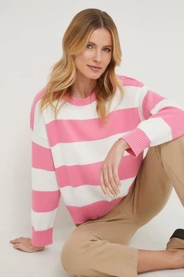 United Colors of Benetton sweter bawełniany kolor różowy