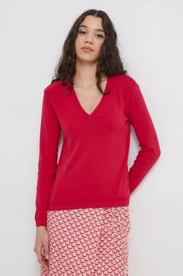 United Colors of Benetton sweter bawełniany kolor różowy lekki