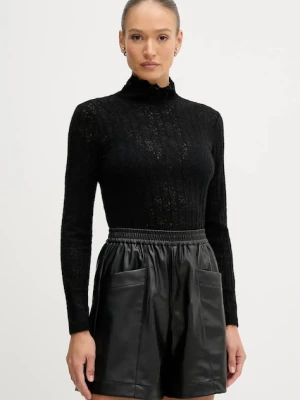 United Colors of Benetton sweter damski kolor czarny lekki z półgolfem 5W77DQ0AT