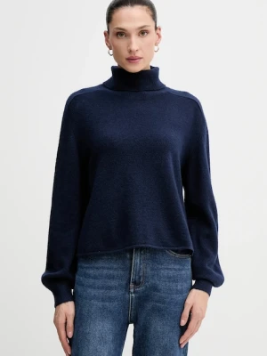 United Colors of Benetton sweter damski kolor granatowy lekki z golfem 11CZD204F